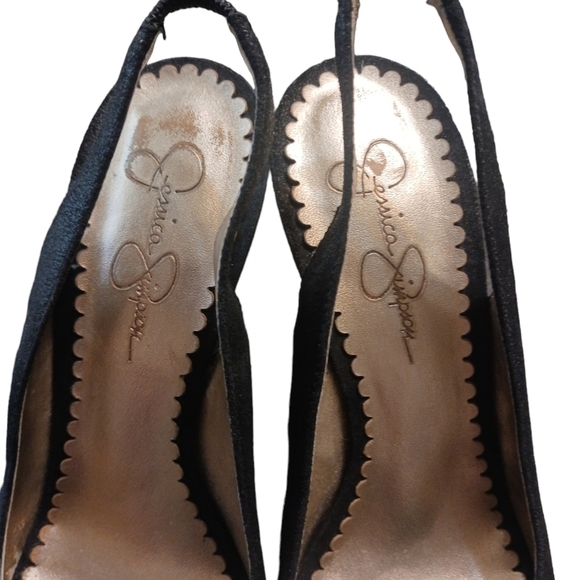 Jessica Simpson Black Open Toe Heels Pumps Size 8.5 - Picture 5 of 9